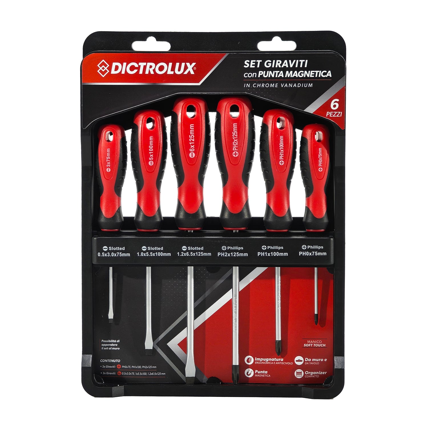 DICTROLUX - Set Cacciaviti con Punta Magnetica 6 pezzi